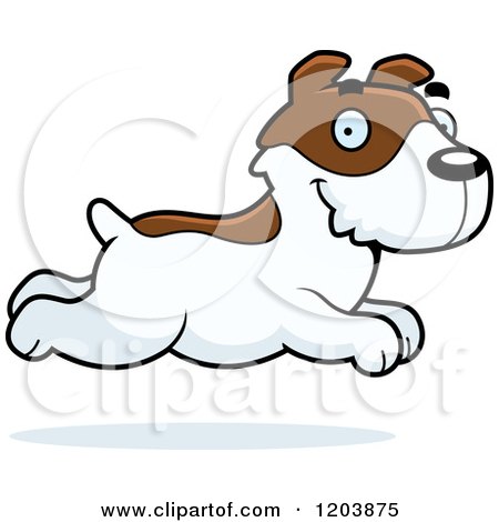 Cartoon of a Cute Jack Russell Terrier Puppy Running - Royalty Free Vector Clipart by Cory Thoman