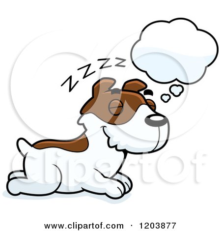 Cartoon of a Cute Jack Russell Terrier Puppy Dreaming - Royalty Free Vector Clipart by Cory Thoman