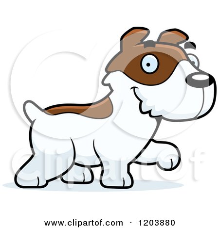 Cartoon of a Cute Jack Russell Terrier Puppy Walking - Royalty Free Vector Clipart by Cory Thoman