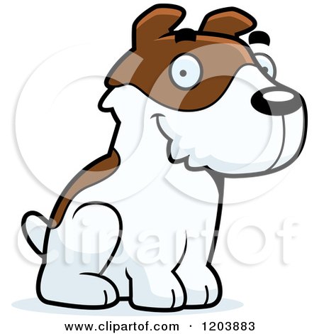 Cartoon of a Cute Jack Russell Terrier Puppy Sitting - Royalty Free Vector Clipart by Cory Thoman