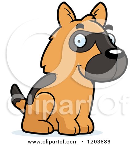 Cartoon of a Cute German Shepherd Puppy Sitting - Royalty Free Vector Clipart by Cory Thoman