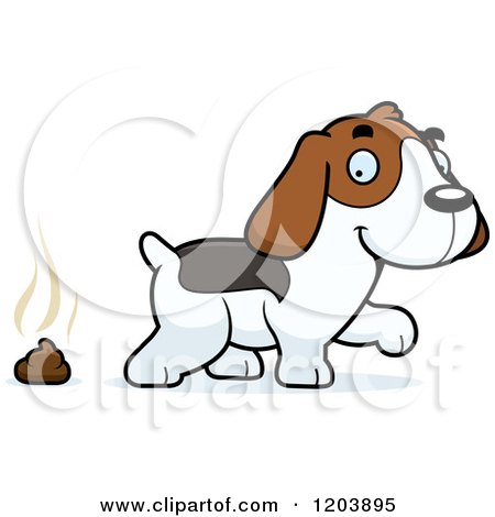 Cartoon of a Cute Beagle Puppy and Fresh Poop - Royalty Free Vector Clipart by Cory Thoman