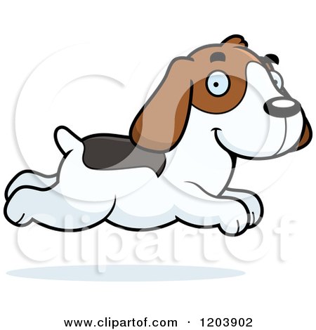 Cartoon of a Cute Beagle Puppy Running - Royalty Free Vector Clipart by Cory Thoman