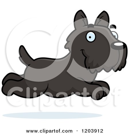 Cartoon of a Cute Scottish Terrier Puppy Running - Royalty Free Vector Clipart by Cory Thoman