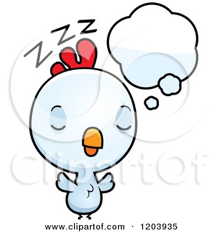 Cartoon of a Cute Baby Rooster Dreaming - Royalty Free Vector Clipart by Cory Thoman