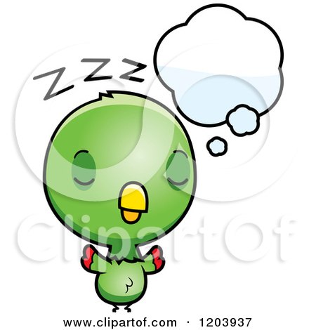 Cartoon of a Cute Baby Parrot Dreaming - Royalty Free Vector Clipart by Cory Thoman