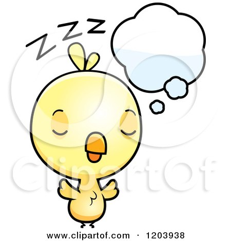 Cartoon of a Cute Baby Chick Bird Sleeping - Royalty Free Vector Clipart by Cory Thoman