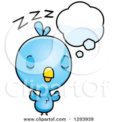 Cartoon of a Cute Baby Blue Bird Sleeping - Royalty Free Vector Clipart by Cory Thoman