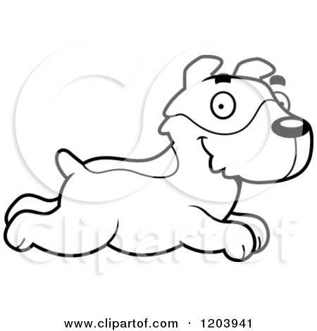 Cartoon of a Black And White Cute Jack Russell Terrier Puppy Running - Royalty Free Vector Clipart by Cory Thoman