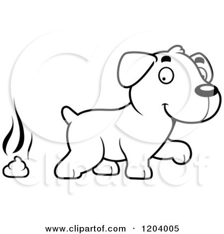 Cartoon of a Black and White Cute Labrador Puppy and Pile of Poop - Royalty Free Vector Clipart by Cory Thoman