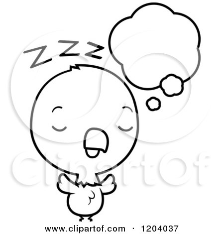 Cartoon of a Black And White Cute Baby Bald Eagle Dreaming - Royalty Free Vector Clipart by Cory Thoman