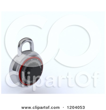Clipart of a 3d Round Combination Lock on Shaded White 2 - Royalty Free CGI Illustration by KJ Pargeter