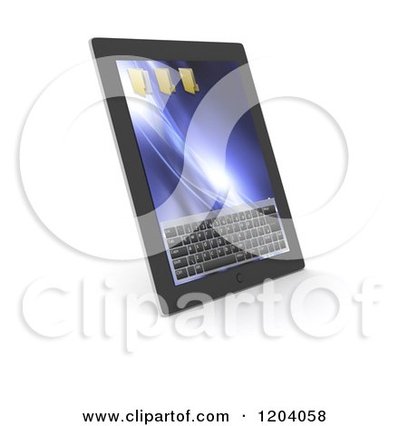 Clipart of a 3d Touch Screen Tablet Computer - Royalty Free CGI Illustration by KJ Pargeter