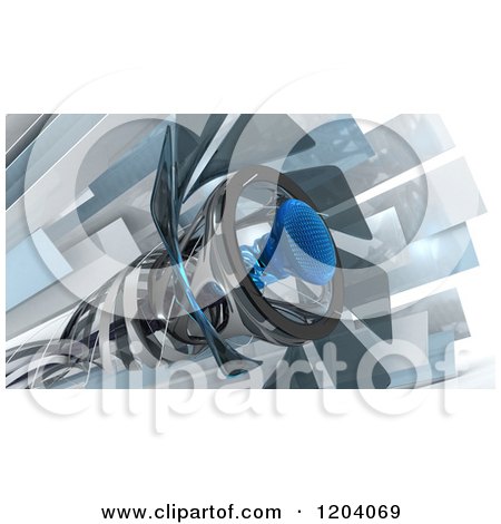 Clipart of a 3d Abstrat Metal Flower or Speaker and Shards - Royalty Free CGI Illustration by KJ Pargeter