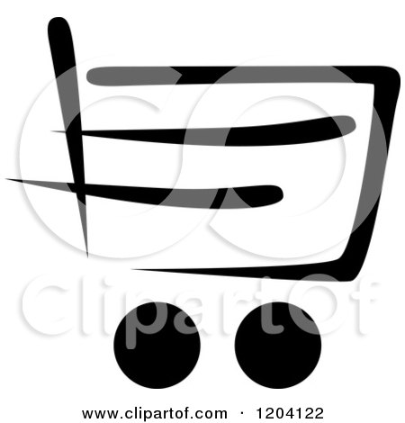 Clipart of a Black and White Shopping Cart Icon 8 - Royalty Free Vector