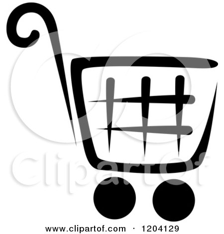 Clipart of a Black and White Shopping Cart Icon 3 - Royalty Free Vector