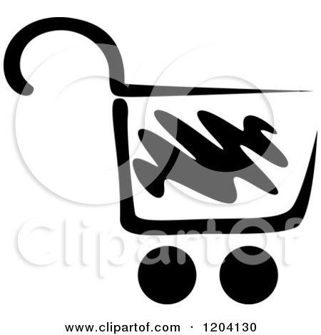Clipart of a Black and White Shopping Cart Icon 4 - Royalty Free Vector Illustration by Vector Tradition SM