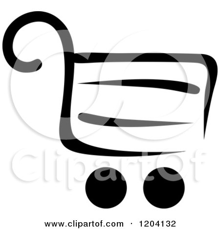 Clipart of a Black and White Shopping Cart Icon 6 - Royalty Free Vector Illustration by Vector Tradition SM