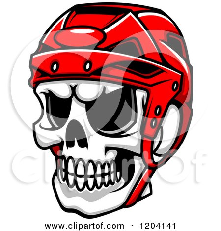 Clipart of a Menacing Skull Wearing a Hockey Helmet - Royalty Free Vector Illustration by Vector Tradition SM