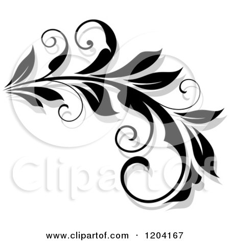 Clipart of a Black and White Flourish with a Shadow 16 - Royalty Free Vector Illustration by Vector Tradition SM
