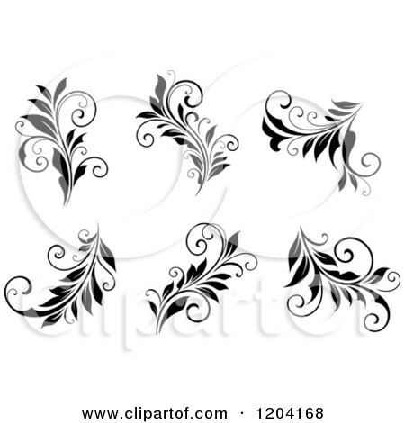 Clipart of Black and White Flourish Designs - Royalty Free Vector Illustration by Vector Tradition SM