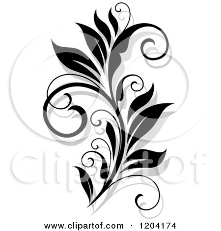 Clipart of a Black and White Flourish with a Shadow 15 - Royalty Free Vector Illustration by Vector Tradition SM