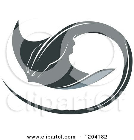 Clipart of a Swimming Stingray Fish 3 - Royalty Free Vector Illustration by Vector Tradition SM