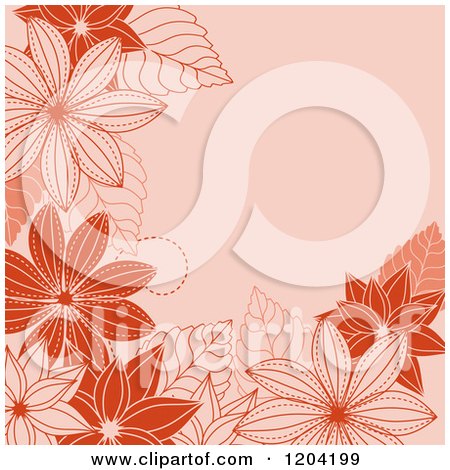 Clipart of a Red and Pink Flower Background with Text Space - Royalty Free Vector Illustration by Vector Tradition SM