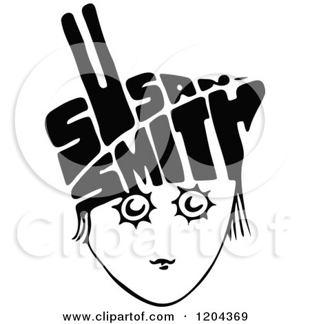 Clipart of a Vintage Black and White Susan Smith Face - Royalty Free Vector Illustration by Prawny Vintage