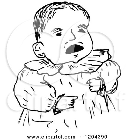 Clipart of a Vintage Black and White Baby - Royalty Free Vector Illustration by Prawny Vintage