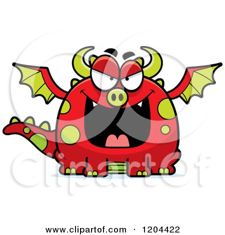 Cartoon of an Evil Chubby Dragon - Royalty Free Vector Clipart by Cory Thoman