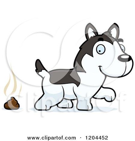 Cartoon of a Cute Husky Puppy Dog Pooping - Royalty Free Vector Clipart by  Cory Thoman #1204452
