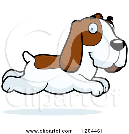 Cartoon of a Cute Hound Dog Running - Royalty Free Vector Clipart by Cory Thoman