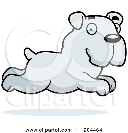 Cartoon of a Cute Bulldog Puppy Dog Running - Royalty Free Vector Clipart by Cory Thoman