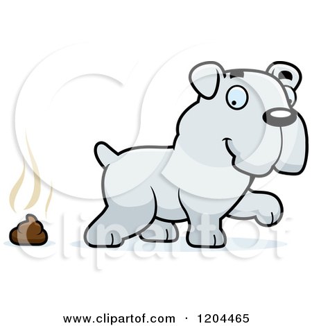 Cartoon of a Cute Bulldog Puppy Dog and Poop - Royalty Free Vector Clipart by Cory Thoman