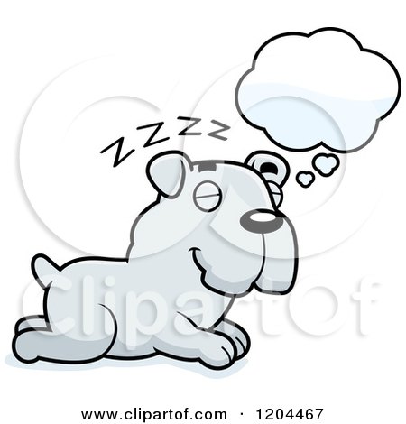 Cartoon of a Cute Bulldog Puppy Dog Sleeping - Royalty Free Vector Clipart by Cory Thoman