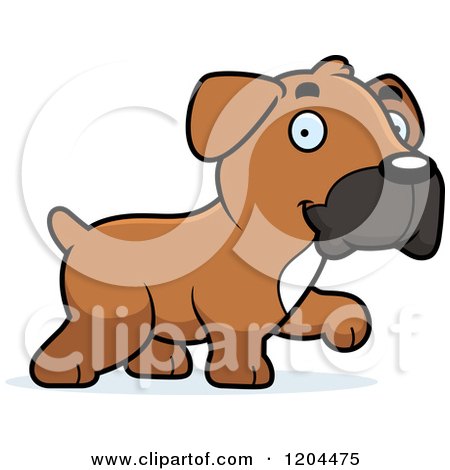 Cartoon of a Cute Boxer Puppy Dog Walking - Royalty Free Vector Clipart by Cory Thoman