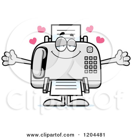 Cartoon of a Loving Fax Machine - Royalty Free Vector Clipart by Cory Thoman