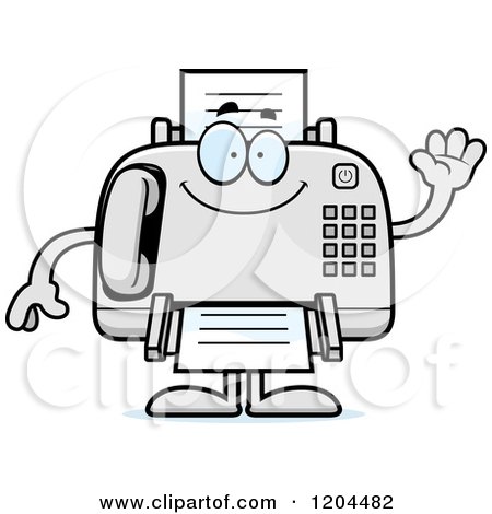 Cartoon of a Waving Fax Machine - Royalty Free Vector Clipart by Cory Thoman
