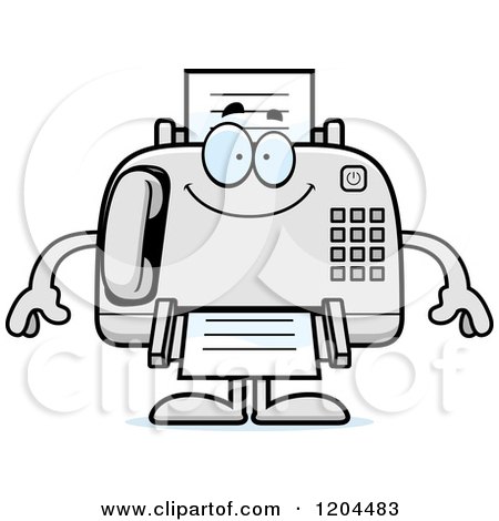 Cartoon of a Happy Fax Machine - Royalty Free Vector Clipart by Cory Thoman