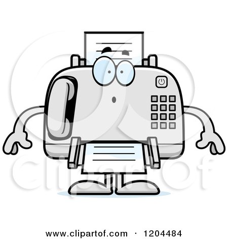 Cartoon of a Surprised Fax Machine - Royalty Free Vector Clipart by Cory Thoman