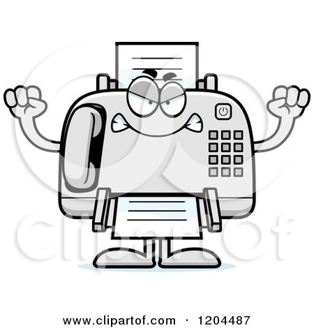 Cartoon of a Mad Fax Machine - Royalty Free Vector Clipart by Cory Thoman