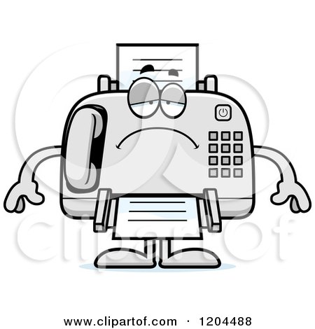 Cartoon of a Depressed Fax Machine - Royalty Free Vector Clipart by Cory Thoman