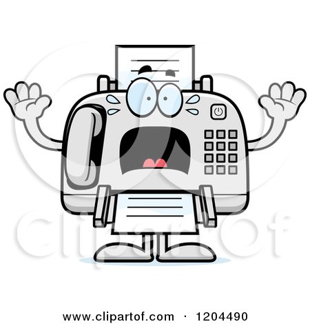 Cartoon of a Sick Fax Machine - Royalty Free Vector Clipart by Cory Thoman