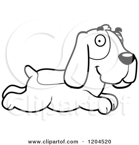 Cartoon of a Black And White Cute Hound Dog Running - Royalty Free Vector Clipart by Cory Thoman