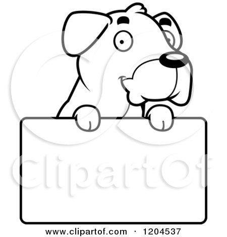 Cartoon of a Black and White Cute Boxer Puppy Dog - Royalty Free Vector Clipart by Cory Thoman