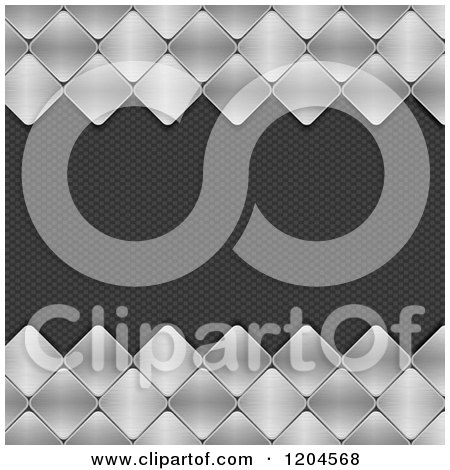 Clipart of 3d Brushed Metal Diamond Tiles Bordering Carbon Fiber - Royalty Free Vector Illustration by elaineitalia