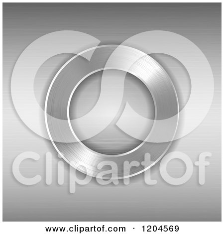 Clipart of a 3d Brushed Metal Ring over Silver - Royalty Free Vector Illustration by elaineitalia