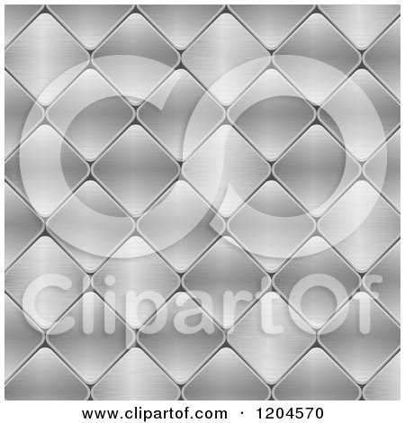 Clipart of a 3d Mosiac Tile Background of Brushed Metal Diamonds - Royalty Free Vector Illustration by elaineitalia