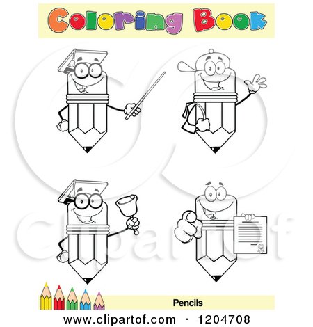 Cartoon of a Coloring Book Page with Pencil Outlines Text and a Colored Pencil Border 4 - Royalty Free Vector Clipart by Hit Toon